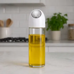 Glasflasche für Olivenöl oder Essig mit automatischem Öffnungsmechanismus 510 ml / Weiß
