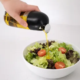 Glasflasche für Olivenöl oder Essig mit automatischem Öffnungsmechanismus 510 ml / Schwarz