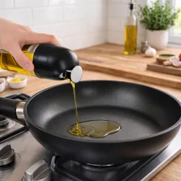 Glasflasche für Olivenöl oder Essig mit automatischem Öffnungsmechanismus 510 ml / Schwarz