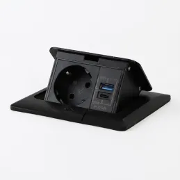 Bodensteckdose FLOOR LUX SCHUKO 1x230V + USB A-C / Schwarz