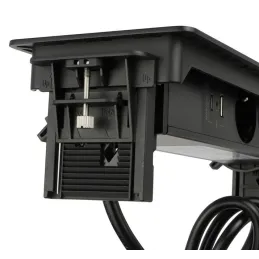 Ausklappbare Steckdose AMBIENTE SCHUKO 3x230V + USB A-C / Schwarz matt