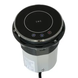 Automatische ausfahrbare Steckdose AMBIENTE SCHUKO 3x230V + USB A-C mit Licht und Ladefunktion / Schwarzes Glas