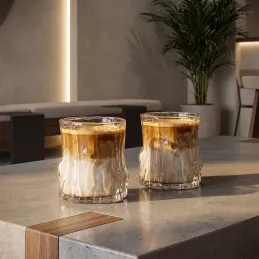 Borosilikat-Kaffeeglas WOOD 300 ml / Transparent