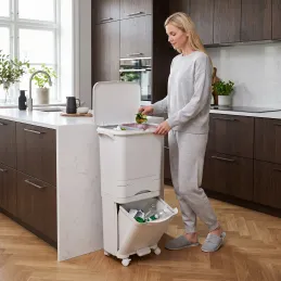 Abfalleimer SAVA mit Rollen 42L / Weiß