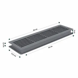 Beidseitiges Lüftungsgitter für Türen 430 x 115 mm / Grau