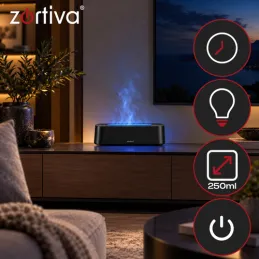 LED Aroma-Diffusor mit Flammeneffekt GALO / Schwarz
