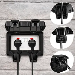 Externe elektrische Steckdose GARDENIA SCHUKO 2x230V / Schwarz matt