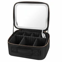 Kosmetiktasche mit LED-Spiegel GRANDIO / Schwarz