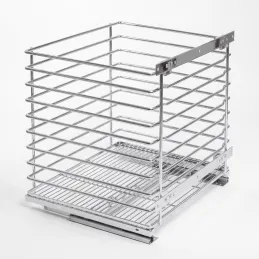 Ausziehbarer Wäschekorb mit Dämpfung und Türbefestigung ALO / Glänzendes Chrom