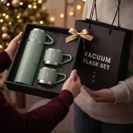 Design-Thermoskanne mit 3 Bechern 400 ml / Grün