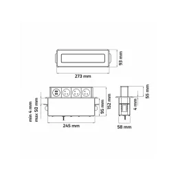 Ausziehbare elektrische Steckdose HOPBOX FRENCH / Gebürstetes Aluminium